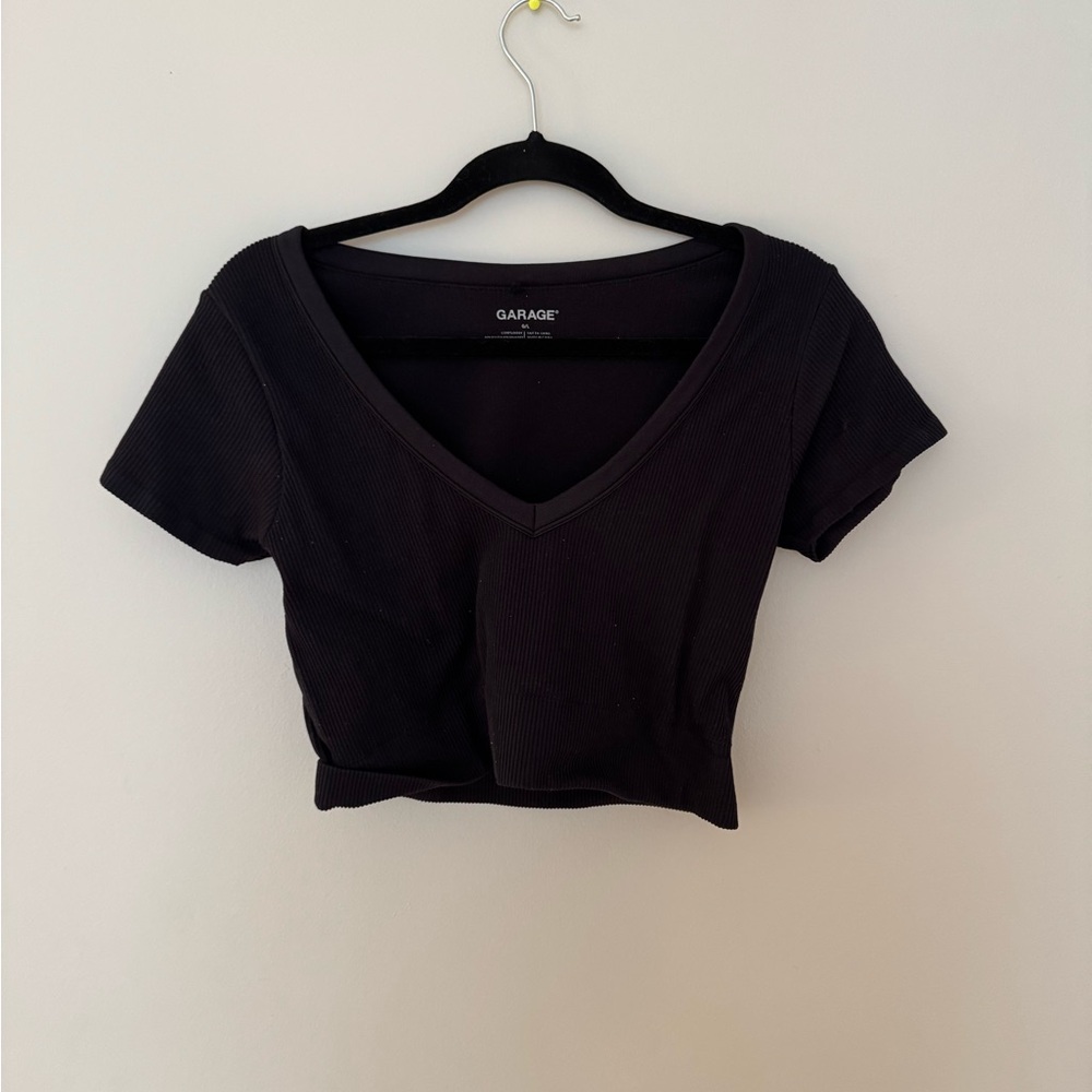 Garage Black V-Neck Women's Top